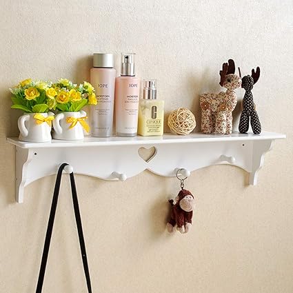 Kingsaid White Floating Wall Shelf Bookshelf Display Storage