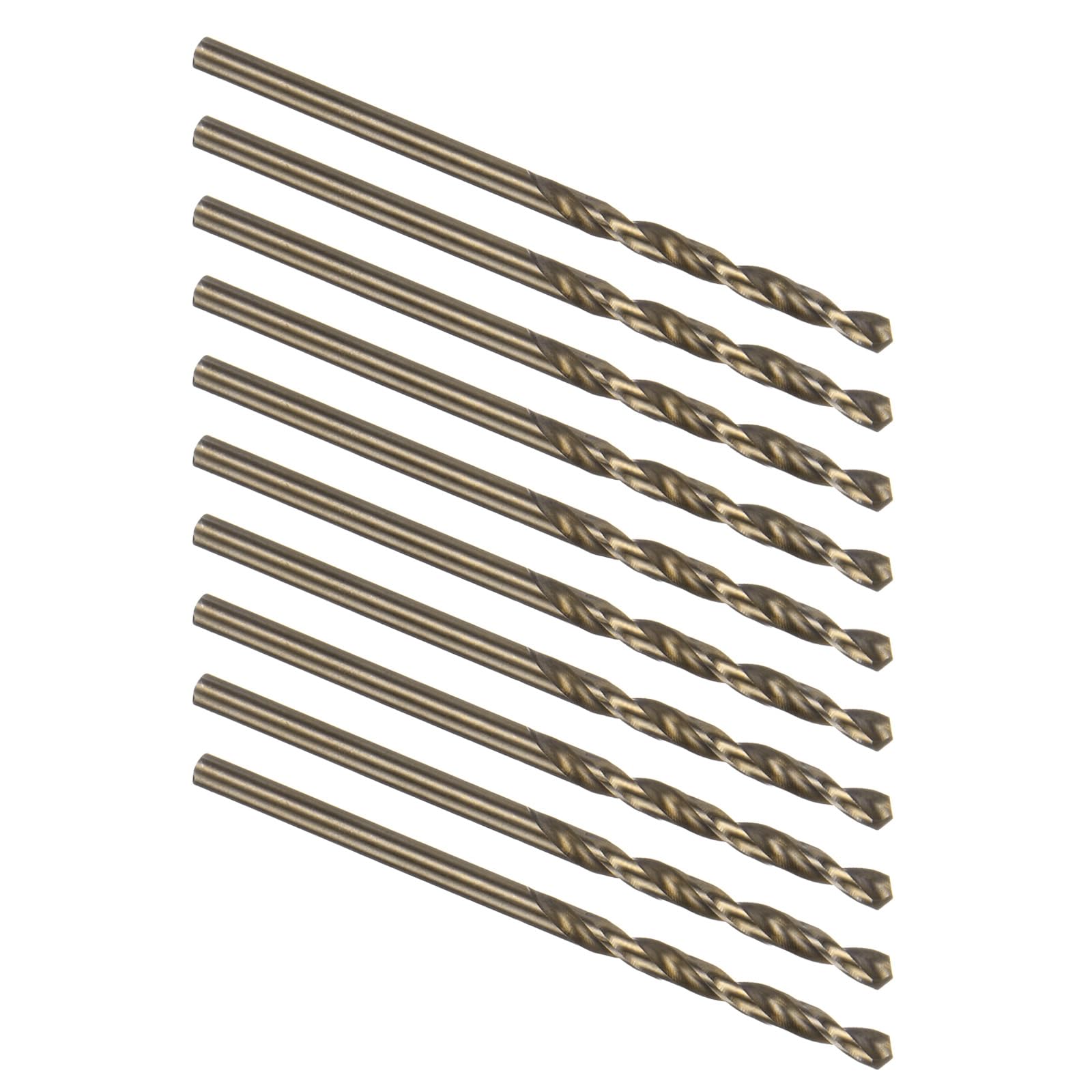 Kozelo 10PCS Twist Drill Bit - [2.8mm/0.11"] Titanium Nitride M2 High-Speed Steel Round Shank Jobber Bit Set Black Gold for Metal Wood Plastic Steel Use, 30mm / 1.18" Blade Length