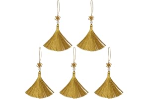 Dnyta Craft Tassels with Hanging Loops, 5 Pcs Gold Decorative Chinese Knot Mini Tassels for DIY Jewelry Making, Handicrafts