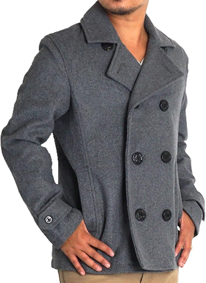 Amazon 大きいサイズ メンズ ピーコート Pコート ウール メルトン 4l グレー コート ジャケット 通販