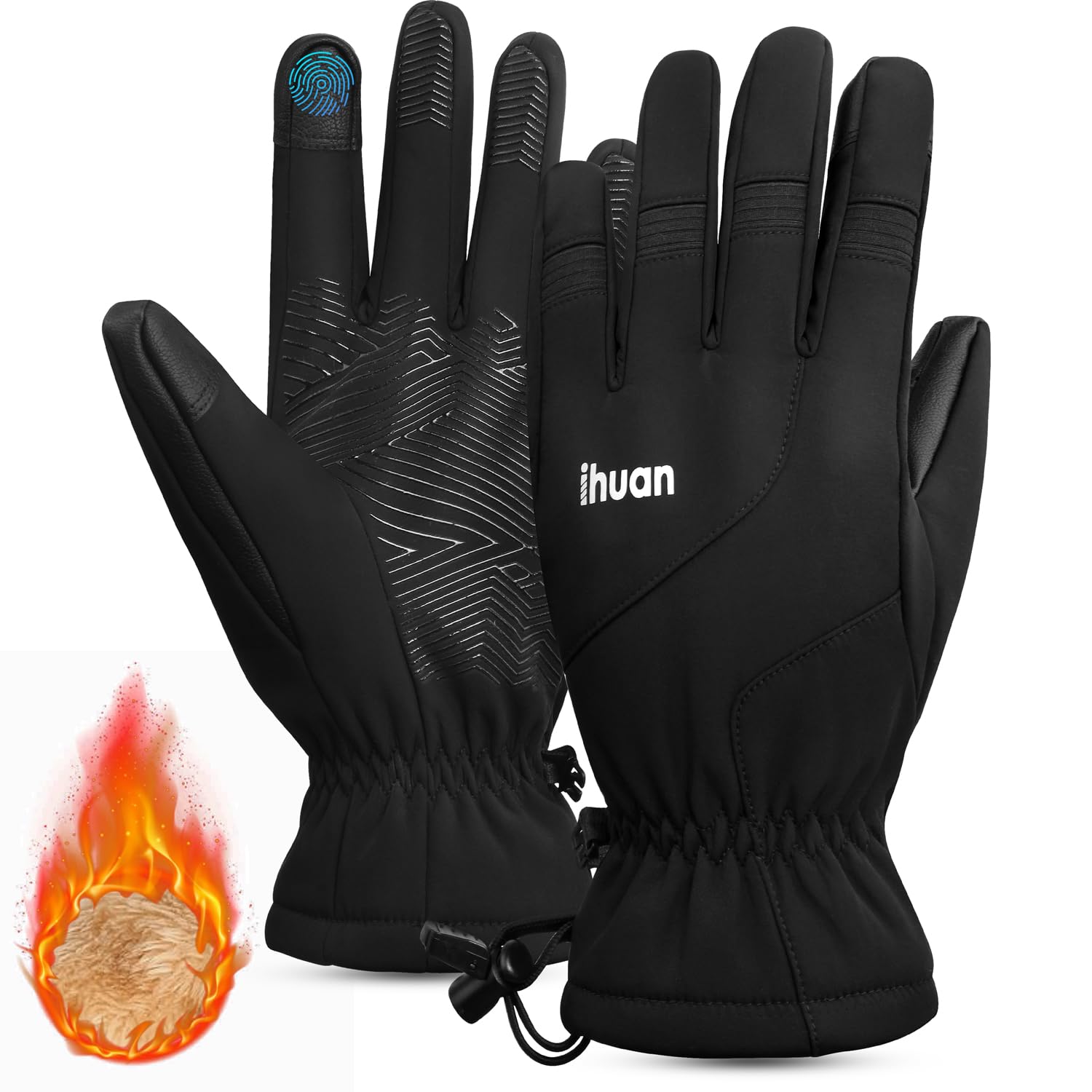 ihuan Waterproof Ski Gloves,Winter Snow Glove-Cold Weather for Women Men Warm Thermal Touch Screen, Motorcycle Driving Hiking Cycling