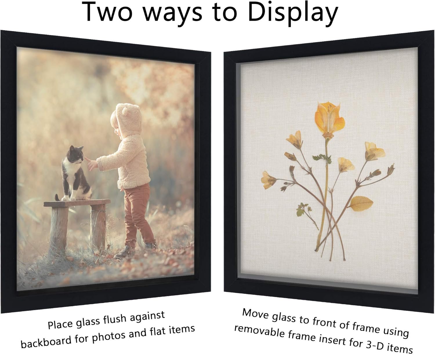 GarduationMall 11x14 3D Black Shadow Box Frame Deep Display Box with Linen Back,Ideal for Memorabilia Pictures Flowers Medals Tickets,Wall Hanging - Image 5