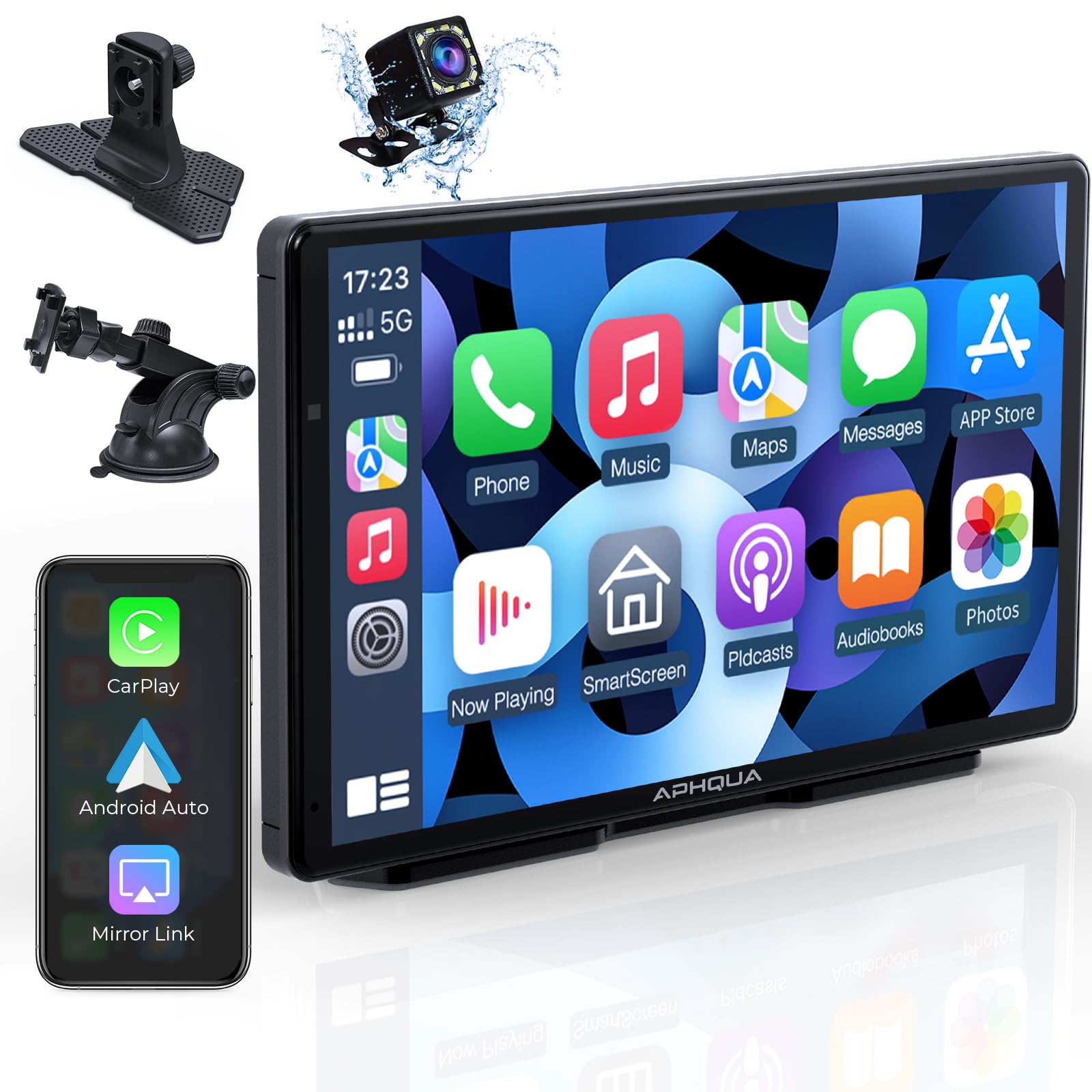 Photo 1 of Wireless Car Stereo Compatable with Apple CarPlay and Android Auto,7" HD Portable Bluetooth Car Play Touch Screen for Car,with Backup Camera for All Cars