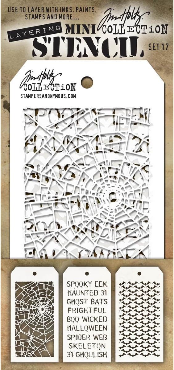 Stampers Anonymous Tim Holtz Mini Layered Stencil Set #17,8.61x21x0.2 cm, Multicolor - Image 3