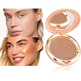 Oulac Shimmer Bronzer Powder Face Makeup with Mirror - Natural SunKissed Bronzer Look,Highly Pigmented Cream Bronzer, Long Lasting Glow, Easy to Blend, Vegan &amp; Cruelty-Free B02