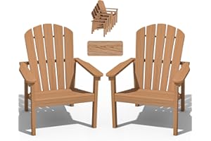 nevilywood Stackable Adirondack Chair Set of 2, HDPE Outdoor Patio Chair - Durable and Space Saving, Suitable for Porches, Lawns or Garden, Teak