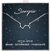 ALoveSoul 925 Sterling Silver Constellation Horoscope Zodiac Necklace, Birthday Gifts for Women