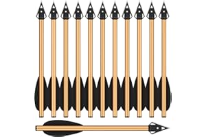 HUNTSPM Mini Crossbow Bolts Aluminium Crossbow Arrows 6.3" Sharp Broadhead Tips Hunting Arrows for 50-80lbs Mini Crossbow Archery Pistol-Hunting Shooting Target Practice