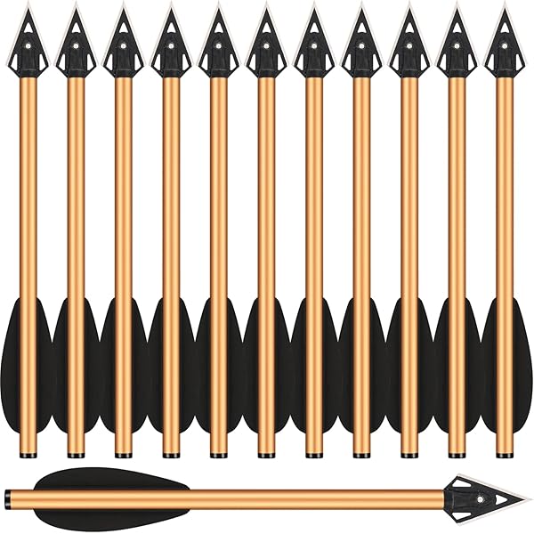 6 Flèches De Crossbow Aluminium Avec Pointes Broadhead 6.5" - Elong - Neuves