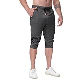 FIRSTGYM Mens Casual Jogger Pants 3/4 Joggers Tapered Fit Workout Gym Training Sweatpants