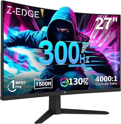 Z Z-Edge 27-Inch Curved Gaming Monitor 300Hz 1ms MPRT 1080p FreeSync