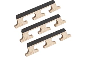 Soundspire 3-Pack 5-String Banjo Bridge, Ebony Maple Replacement Set (Universal Fit Parts)