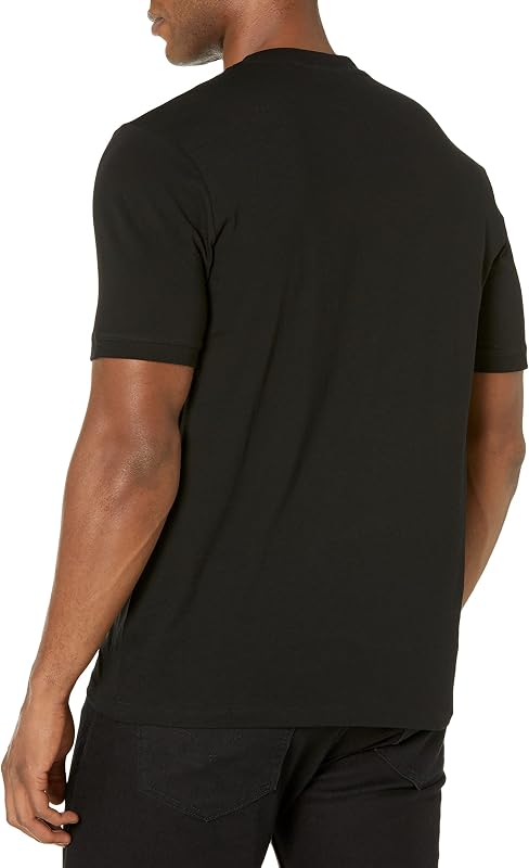 - T-Shirt da Uomo a Costine Girocollo Regular Fit con Logo Centrale, Nero Corvo, M