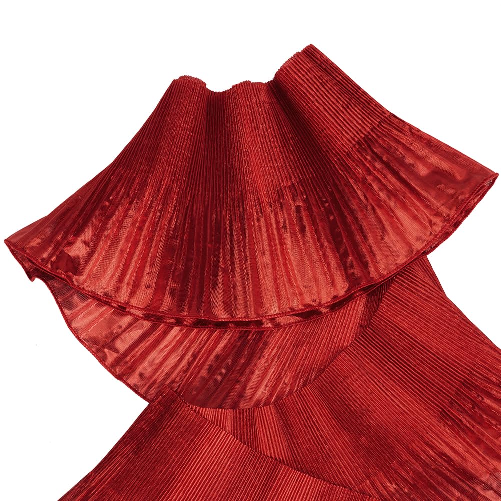 FINGERINSPIRE 2.7M 3D Gradient Pleated Ruffle Lace Trim 15.5cm Wide Red Ruffle Pleated Chiffon Trim Decorative Ruffled Ombre Lace Trim Tulle Ruffle Lace Trim for Bridal Wedding Sewing Craft Decor