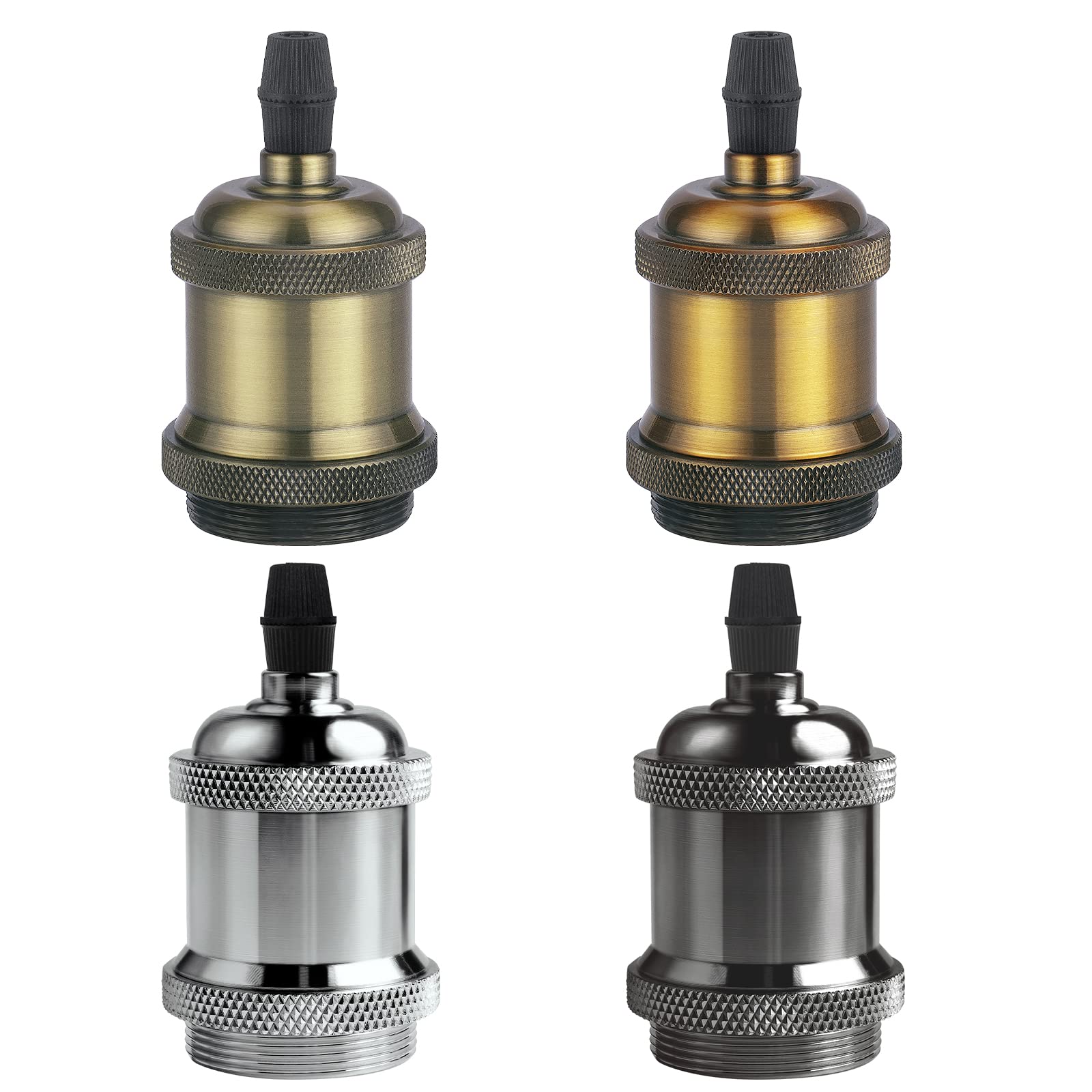 DiCUNO E27 Vintage Solid Bulb Socket, Ceramics Lampholder, Edison Screw Light Bulb Socket Adapter, Multi Colored, 4 Packs — image 1