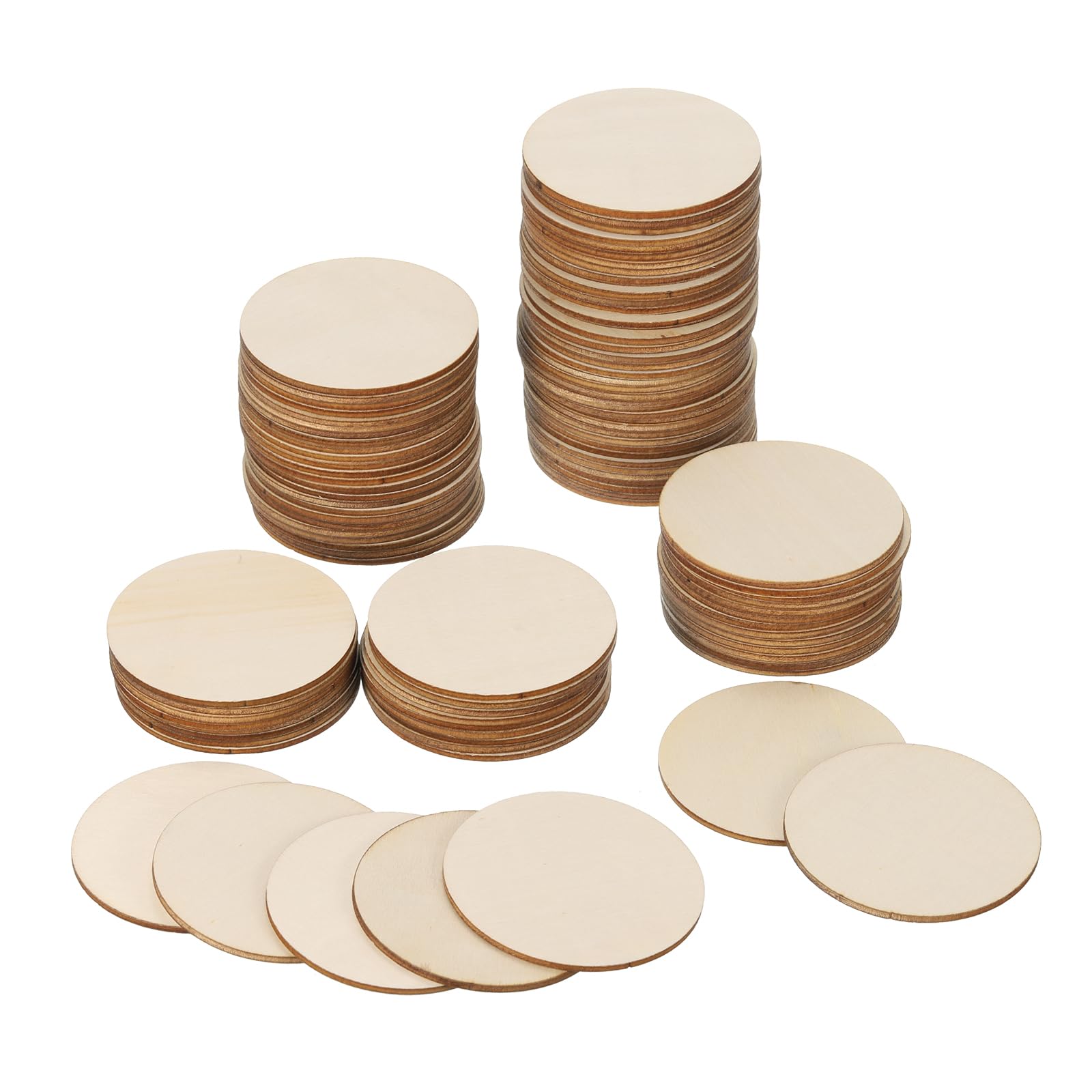 PATIKIL 2.4 Inch Unfinished Round Wood Slices, 100 Pack Blank Wooden Discs Circles Cutouts for DIY Art Crafts Painting Decor Christmas Decorations