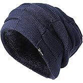 TOP-EX Oversized XXL Winter Mens Slouchy Beanie Long Skull Knitted Stocking Hat Cap Warm Lined Big Head