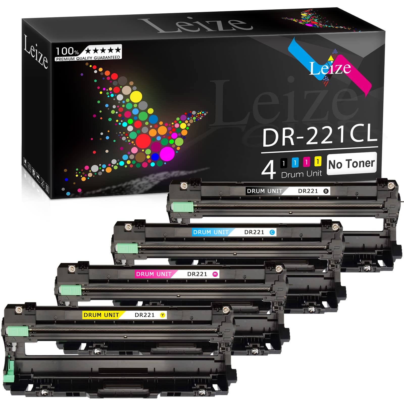 Photo 1 of Leize Compatible Brother DR221CL DR-221CL Drum Unit Replacement for Brother MFC-9130CW MFC-9330CDW MFC-9340CDW HL-3140CW HL-3170CDW HL-3180CDW HL-3150CDN DCP-9020CDN Printer [4 Pack- KCMY]