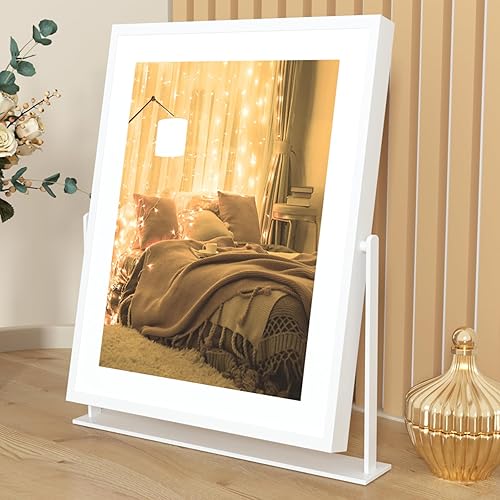 inswot Lighted Makeup Vanity Mirror, Vanity Mirror with Lights, Upgraded Hollywood Makeup Mirror with Light, 3 Color Light, Dimmable, Smart Control, Portable LED Mirror for Travel