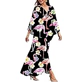 MAKABO Kaftan Dresses for Women, V Neck Moo Moos Colorful Print Cover Ups Caftan Beach Dresses for Swimwear