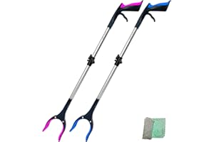 HPr-HPi 2-Pack Reacher Grabber Tool, Foldable Trash Picker Grabber, Trash Gripper, Garden Nabber, Litter Picker, Extended Grabber (Pink/Blue) Upgraded Version