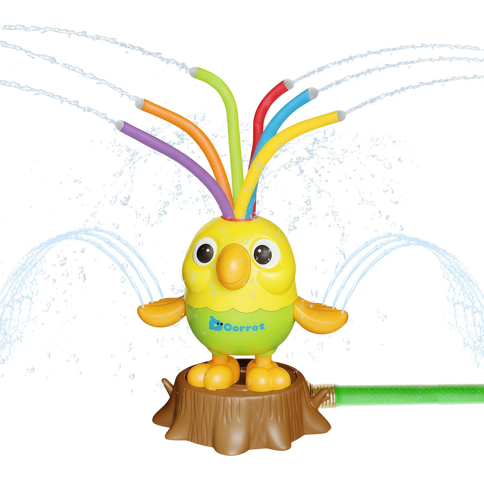 Water Sprinkler for Kids, Fire Hydrant Water Toy Hose Sprinkler Garden Spinning Sprinkler for Kids, Summer Outdoor Sprinkler Toys for Boy/Girls Gift 3-10 Years Old, with Storage Bag (Yellow Parrot)
