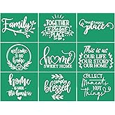 JAJADO Self Adhesive Silk Screen Stencils - Farmhouse Family Welcome Home Screen Print Mesh Stencils - Reusable for Painting 