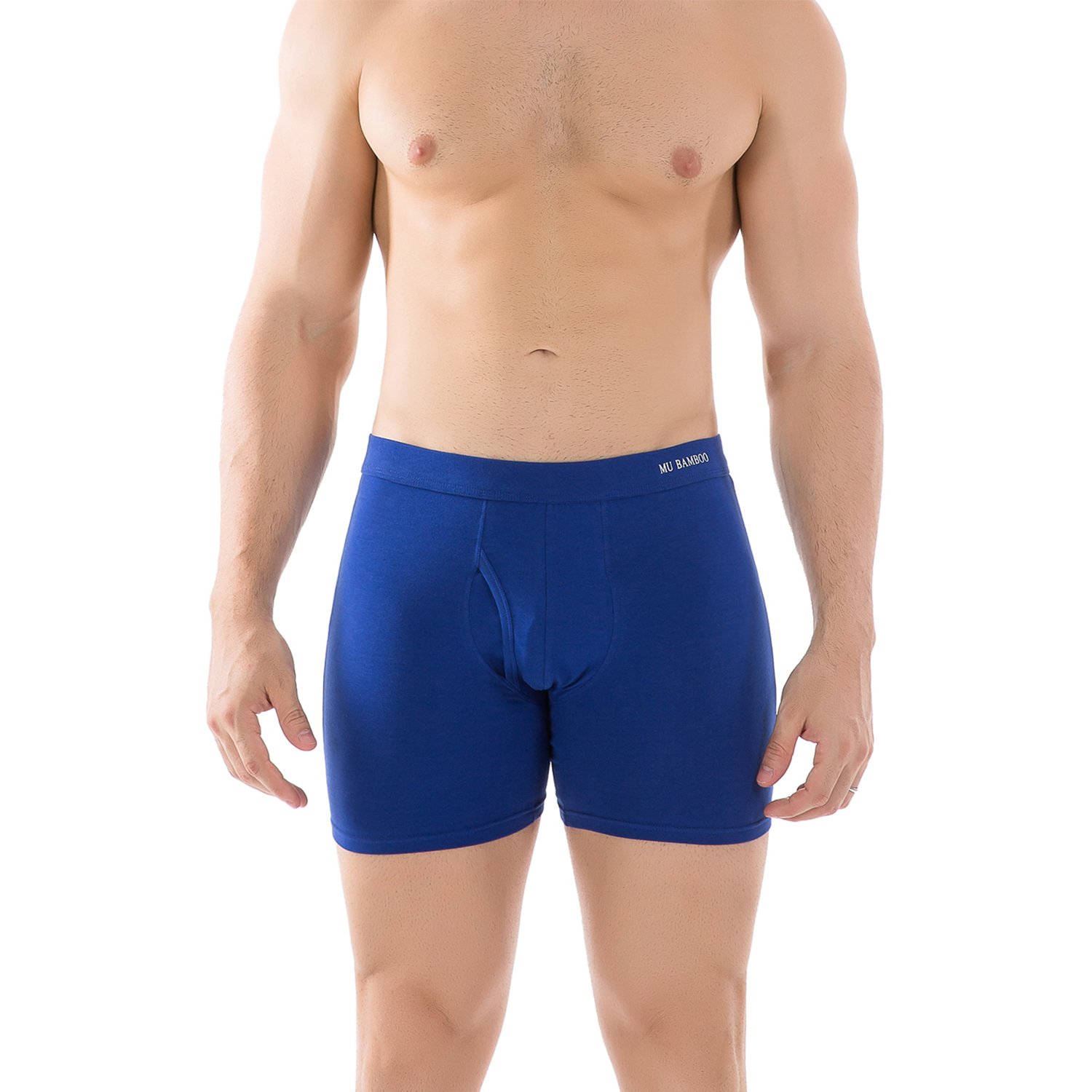 MU BAMBOO Men\'s Underwear Ultimate Soft Sports Cotton Boxer Briefs with Elastic WaistbandMU Bamboo Men\'s Underwear Ultimate Soft Sports Cotton Boxer Briefs with Elastic Waistband Dark Blue L