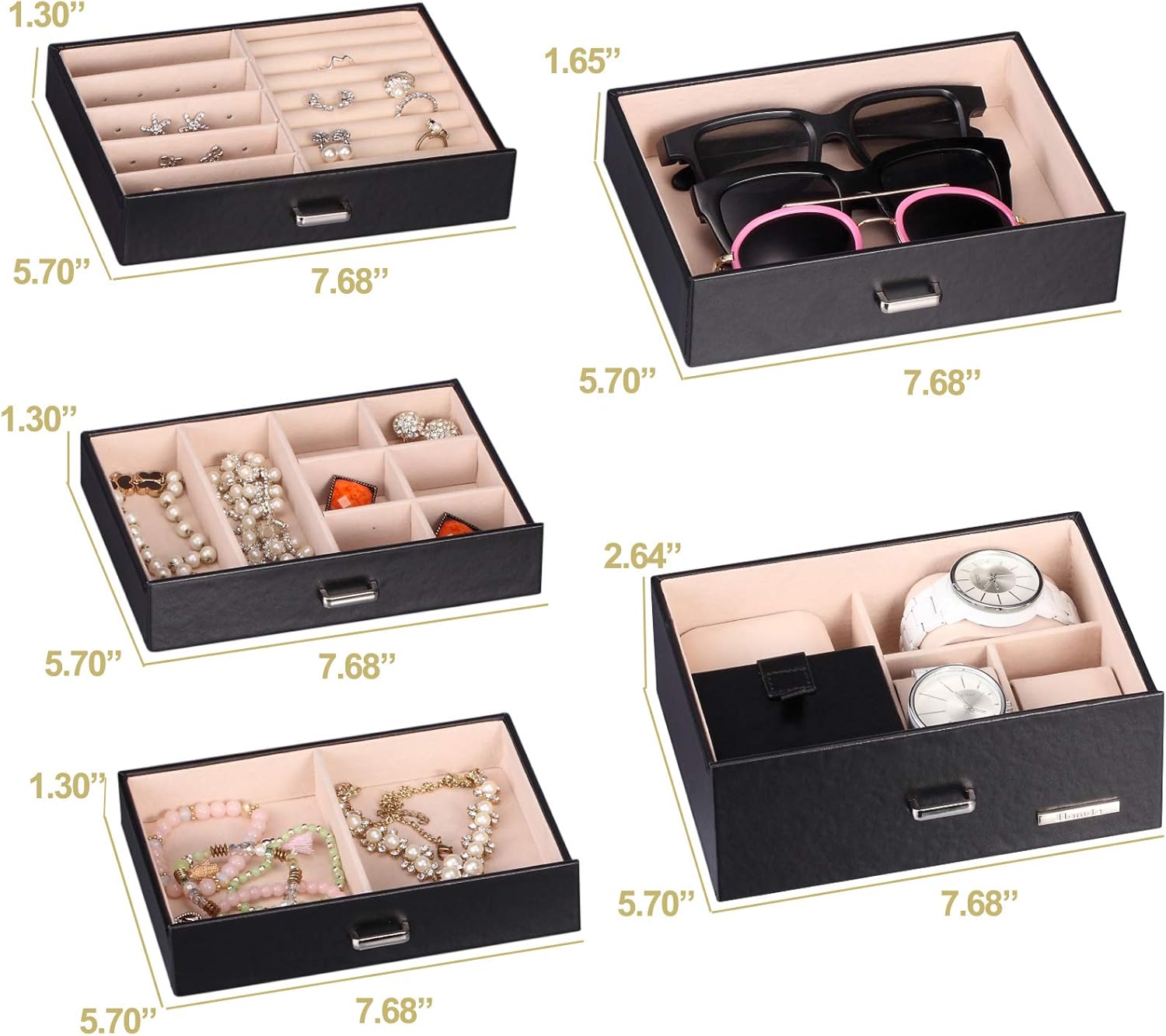 Homde 2 in 1 Huge Jewelry Box/Organizer/Case Faux Leather with Small Travel Case, Gift for Girls or Women (Black): Home Improvement