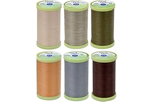 Coats 6-Pack Bundle - Dual Duty Plus Hand Quilting Thread - Earth Tones - Ecru, Dogwood, Golden Tan, Green Linen, Chona Brown, and Slate. 325 Yards Each.