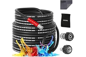 YETIANICAL NIFUAL 3/8" Non Marking Pressure Washer Hose 50 FT,Kink Resistant Power Washer Replacement Hose Steel Wire Braided for Hot and Cold Water, with M22 14mm to 3/8" Swivel Quick Connect, 5000 PSI