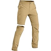 DOWMQ Mens Hiking Pants Stretch Convertible Cargo Pants Lightweight Quick Dry Water-Resistant Zip Off Pants, 6 Pockets