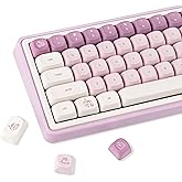 GEKUCAP PBT Keycaps Set, MOA Profile Cute Keycaps 136 Keys, Dye-Sublimation, Bunny Theme Minimalist Puprle Custom Keyboard Keycaps for 60% 65% 70% 75% 100% Cherry MX Switches Mechanical Keyboards