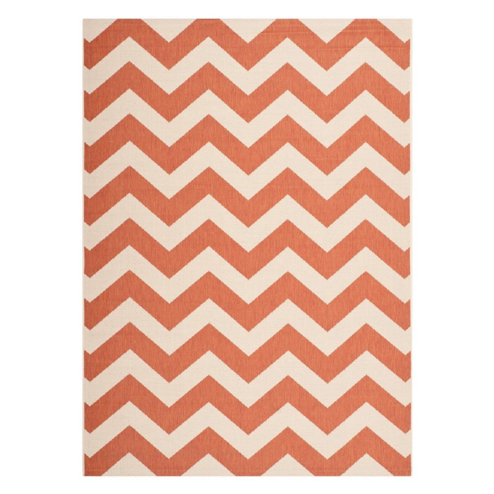 Safavieh Chevron Indoor/Outdoor Woven Rectangle Area Rug, Courtyard Collection, CY6244, in Terracotta / Beige, 79 X 152 cm for Garden, Patio or Any Outdoor Space