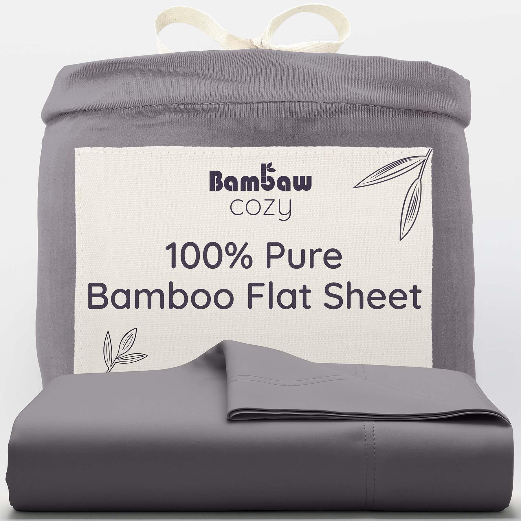 Bambaw Bamboo Flat Sheet King Size, 270x290 cm, Keep Cool at Night Anti Dust Mite King Size Bedding, Hotel Luxury Bamboo Bed Sheets, Temperature Control Kingsize Flat Bed Sheets 270x290 cm (Dark Grey)
