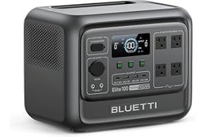 BLUETTI Elite 100 V2 Portable Power Station (2025 New), 1024Wh LiFePO4 Battery Backup w/ 4 1800W AC Outlets (3600W Surge), 35% Smaller, Solar Generator for Camping, Outages, and UPS Backup