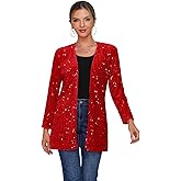 THANKPEARL Women's Sequin Jacket Sparkly Blazer Open Front Glitter Cardigan Long Sleeve Coat for Casual Party Cocktail