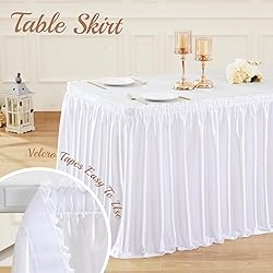 14ft Length Glitter White Table Skirt Rectangle