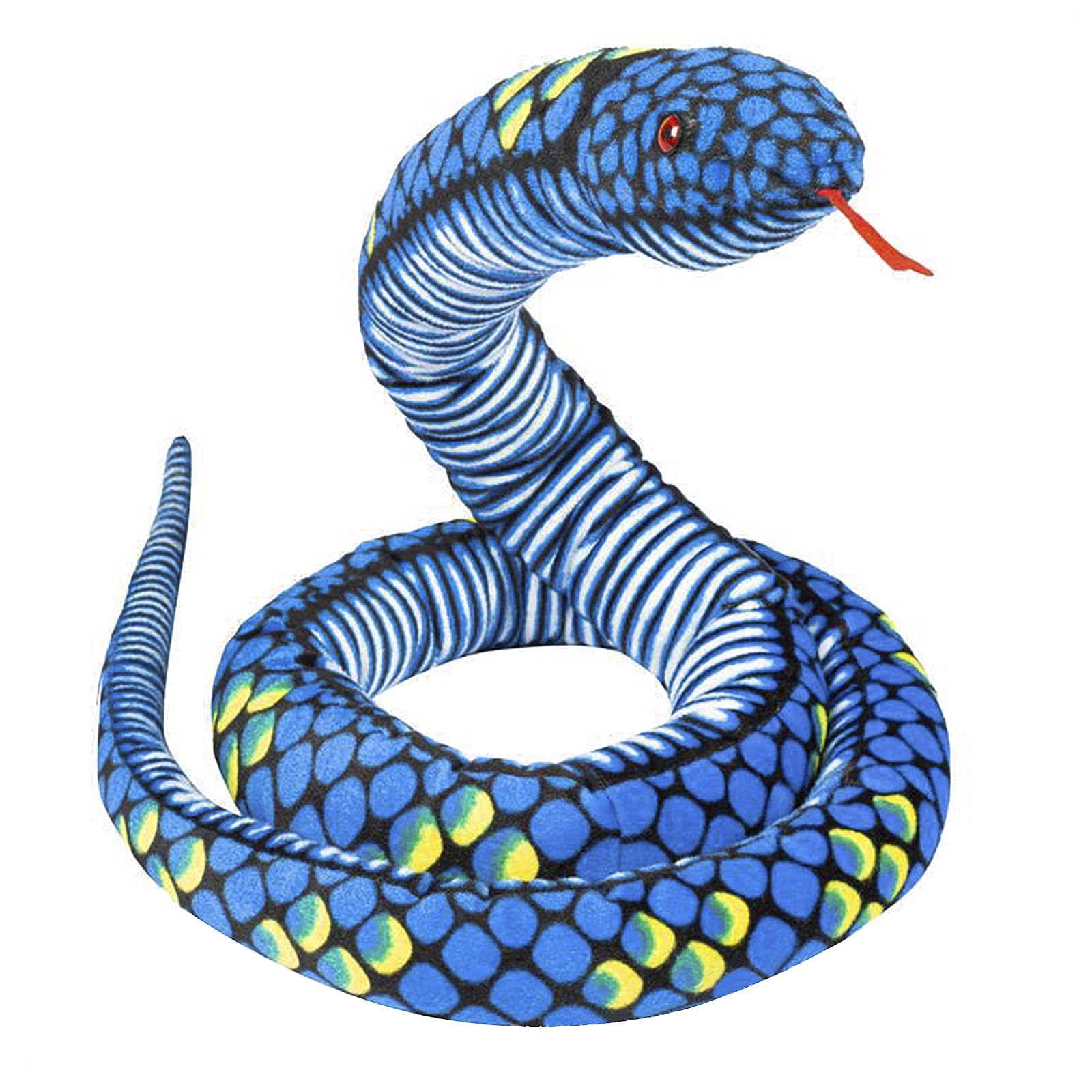 OhMill Jumbo 280cm Fake Python Snake Soft Doll Cuddly Plush Toy Sofa Bed Pillow Cushion Children Playtime Stuffed Animated Halloween Python Tricky Toys, Blue