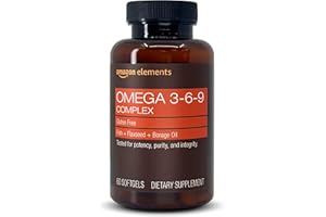 Amazon Elements Omega 3-6-9 Complex of Fish, Flaxseed and Borage Oil - EPA & DHA Omega-3 fatty acids - 60 Softgels, 2 Month Supply