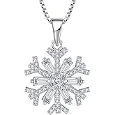 STARCHENIE Snowflake Pendant Necklace 925 Sterling Silver Jewelry Gift for Women