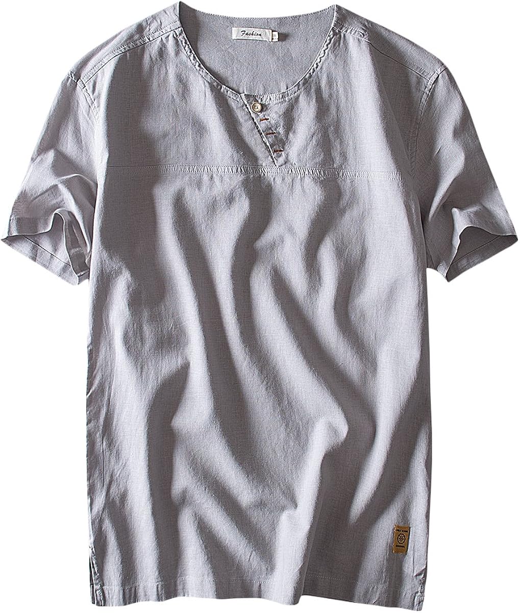 Amazon メンズ リネン Tシャツ 半袖 麻綿 丸首 薄手 無地 夏用 おしゃれ Tシャツ シンプル カジュアル 麻 通勤 通学 Tシャツ カットソー 通販