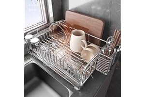 Modern Stainless Steel Dish Drying Rack, Multi-purpose Kitchen Utensil Holder, Metal Drying Rack Kitchen, Large Capacity Plat