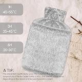 Jsdoin 2L Hot Water Bottle with Faux Fur Cover Gray Leakproof UK view 6