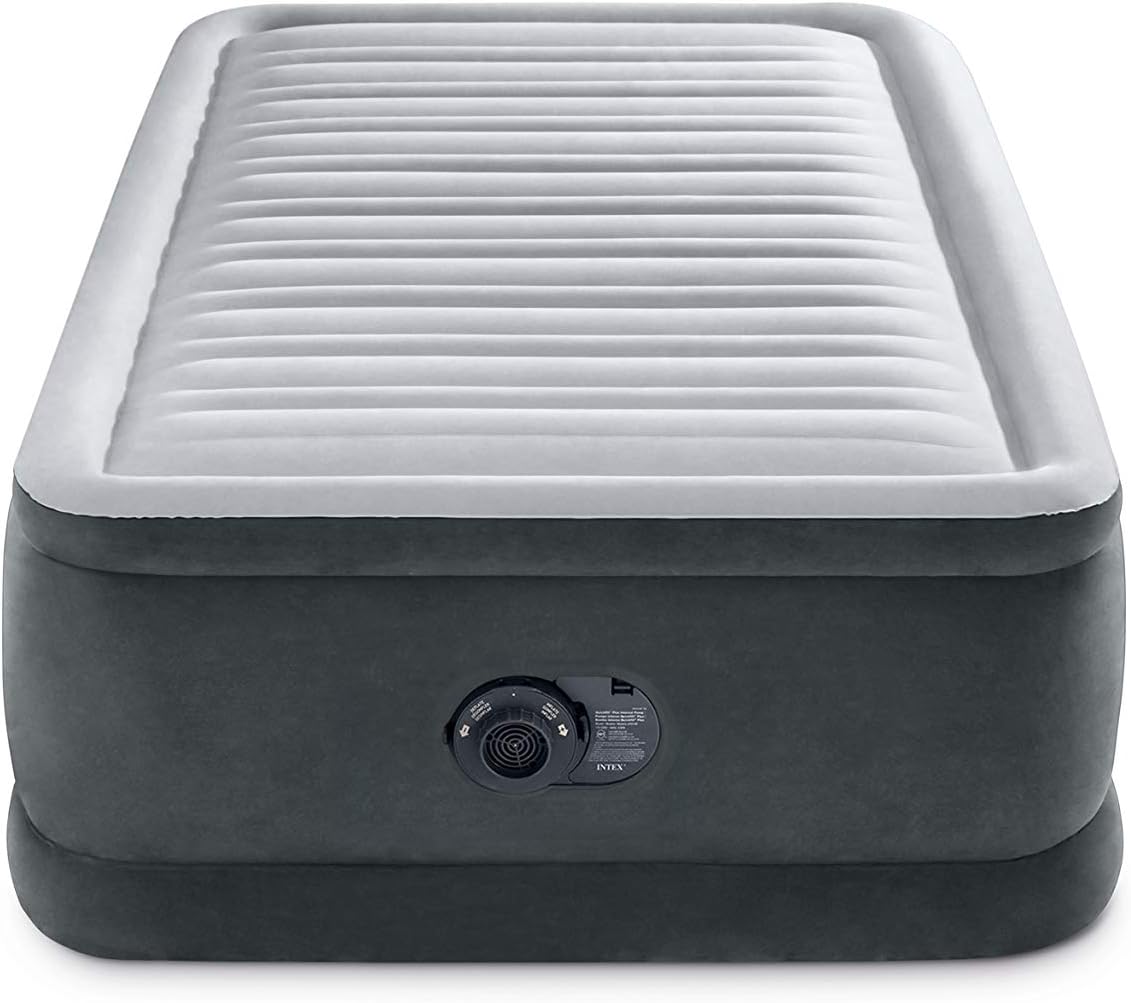 Intex Comfort Plush Elevated Dura-Beam Airbed with Internal Electric Pump, Bed Height 18", Twin : Sports & Outdoors