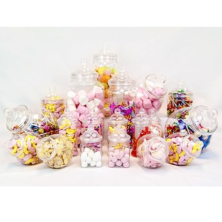 19 Plastikbehälter Vintage Viktorianischer Pick & Mix Sweet Shop Candy Buffet-Set Party Pack