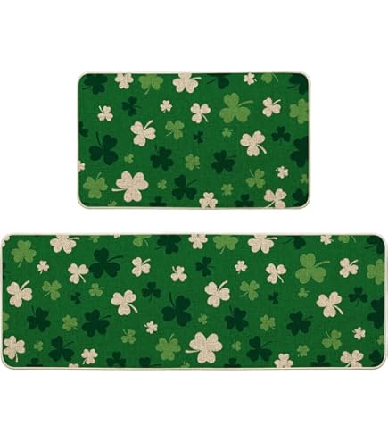 Baccessor St.Patrick's Day Kitchen Mats Set Of 2,Lucky Green Love - View #4