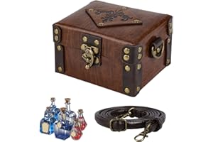 Potion Bottle Box - Secure Adjustable PU Leather Carrying Strap | Alchemy Storage Box with 12 Mini Potion Bottles | Cosplay P
