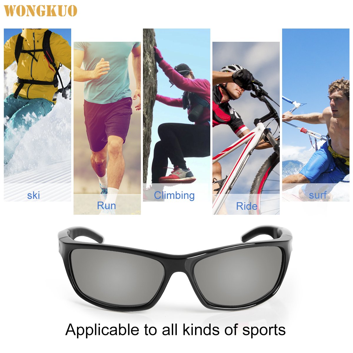 WONGKUO Polarized Sunglasses For Men Women Sport Glasses UV Protection TR90 Frame