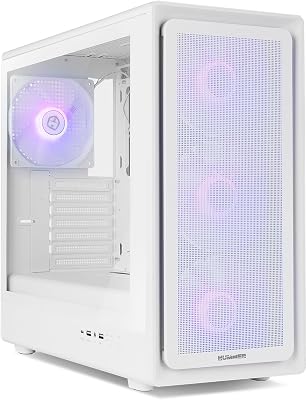 Hummer Aero – ATX Mid-Tower |M-ATX | O ITX inclui 4 ventoinhas ARGB PWM de 140mm, malha frontal, lado de vidro temperado, USB-C e USB 3.0, suporte a GPU de 420mm, filtro magnético, branco